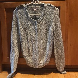Blue, white, silver banana republic zip cardigan
